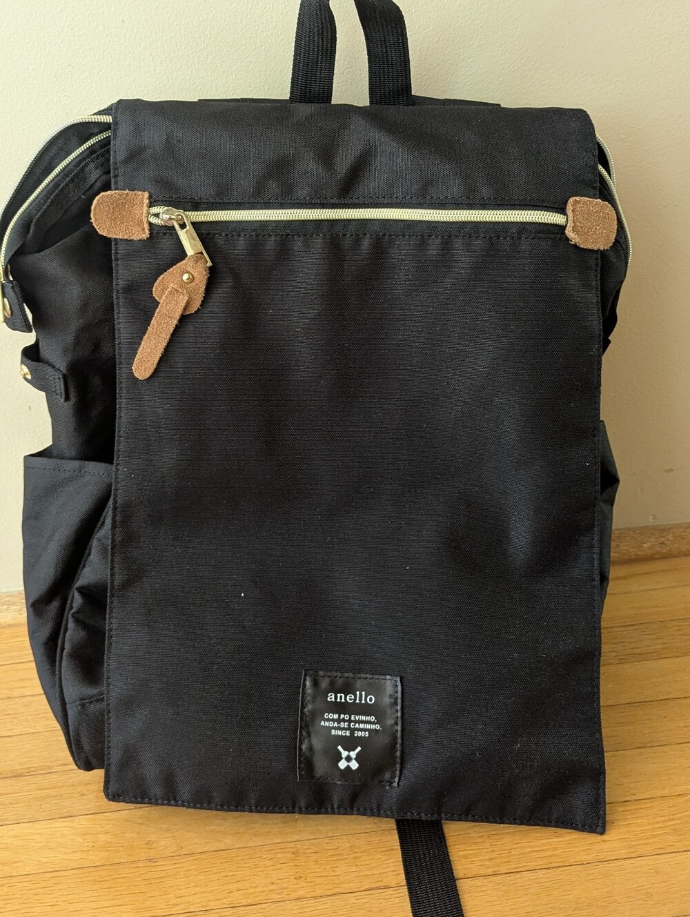 Classic Black Nylon Tote with Gold Hardware